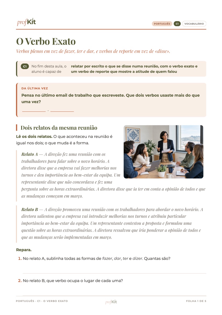 Primeira página de «O Verbo Exato»