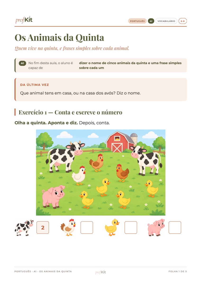 Primeira página de «Os Animais da Quinta»